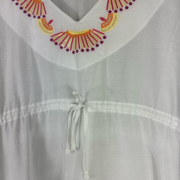 Trina Turk Top crochet design drawstring short sleeve - Picture 3 of 8